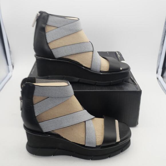 NEW Sorel Joanie III Sport Strap Wedge Sandals Women's 9 Black White - Picture 4 of 8